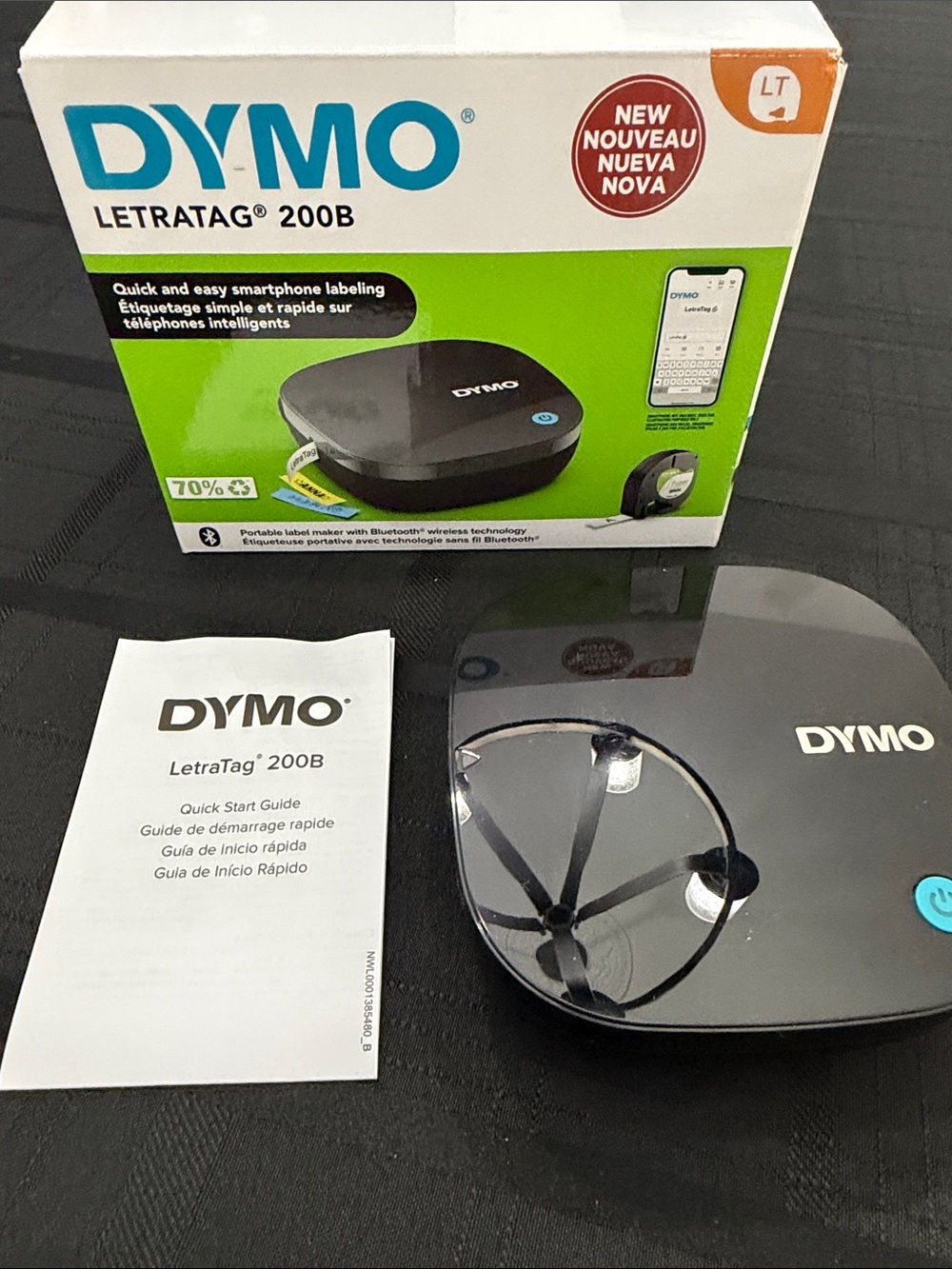 DYMO LetraTag 200B Black and Green Label Maker with Manual